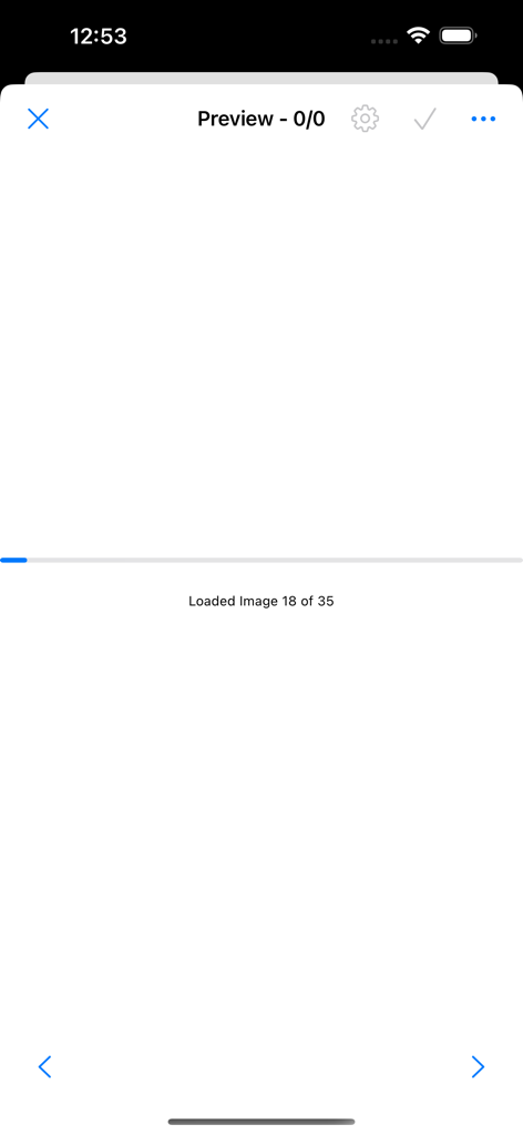 Bimostitch app loading screen showing progress of images being processed for panorama stitching