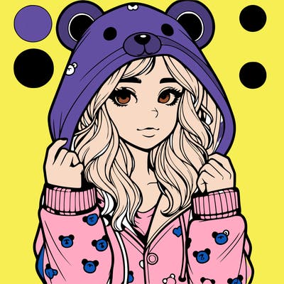 realistic girl in a animal pjs hoodie