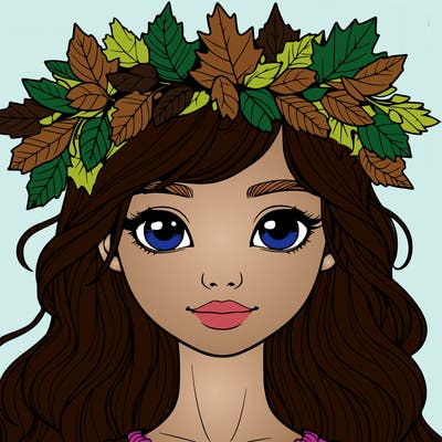 realistic girl with fall leaf crown