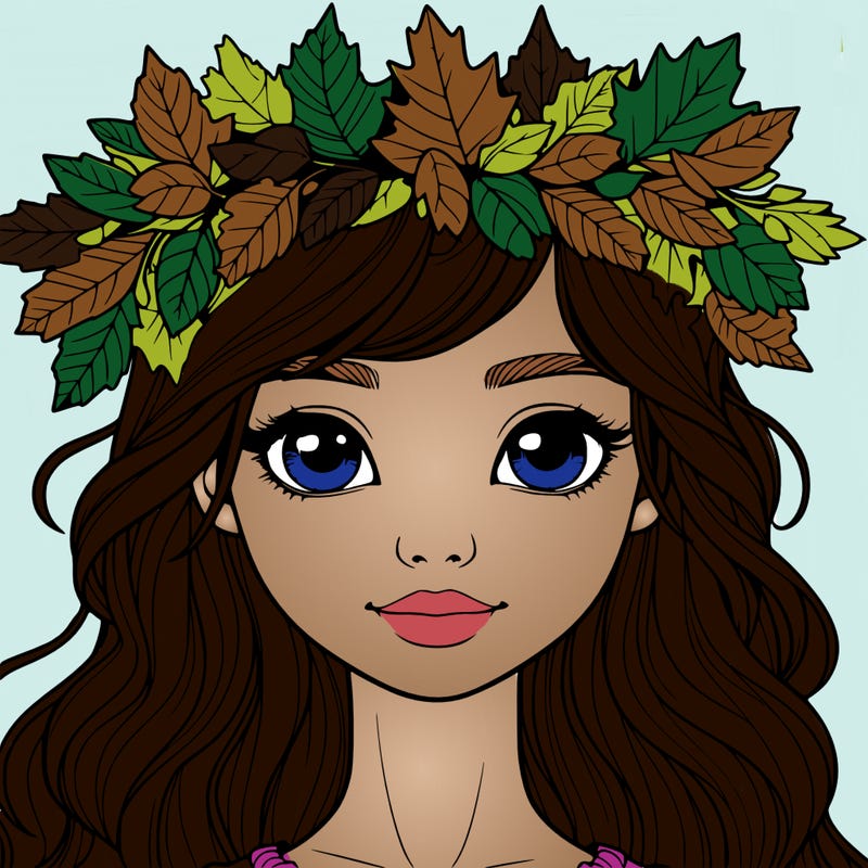 realistic girl with fall leaf crown