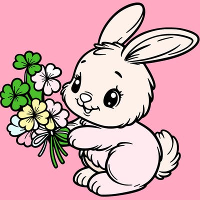 bunny with a bunch of clover