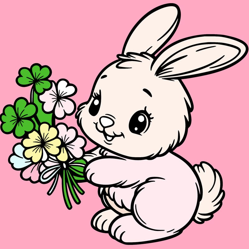 bunny with a bunch of clover