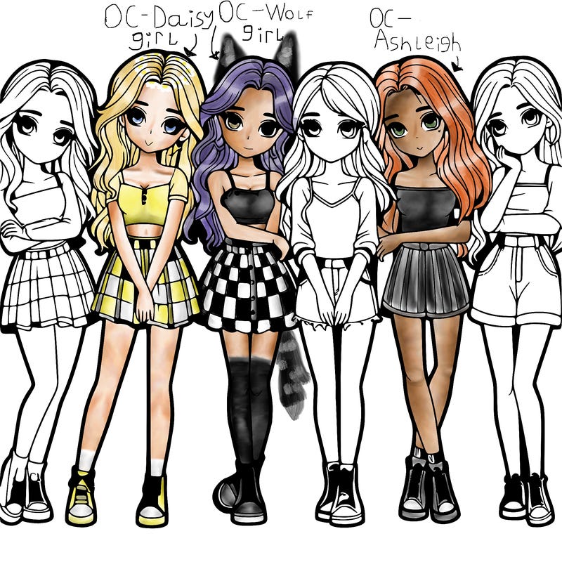 a group of girls realistic