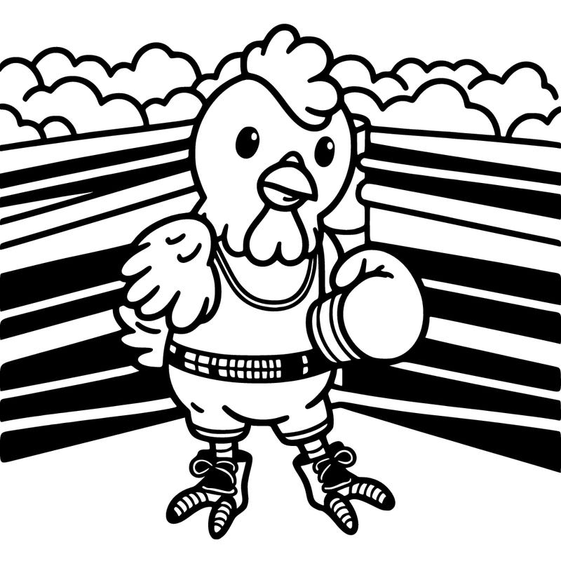 chicken jocky in a boxing ring