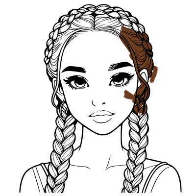 realistic girl with braids
