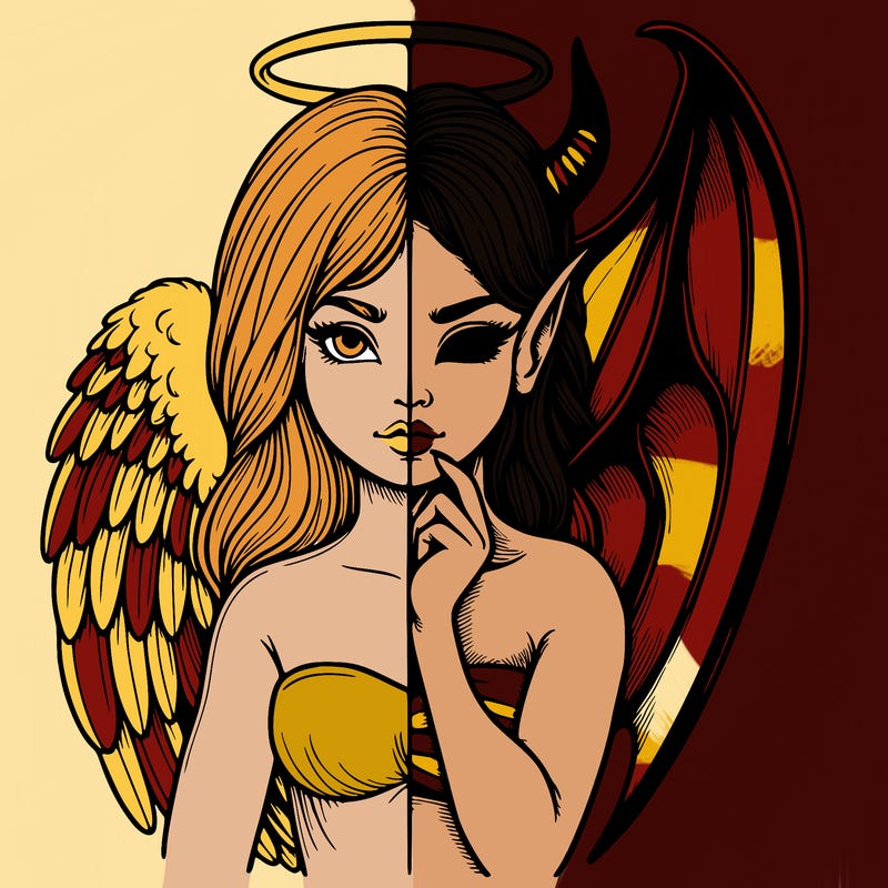 realistic angel half demon