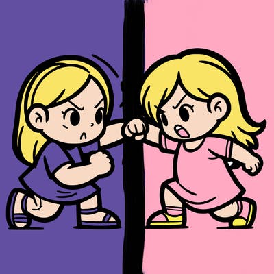 girl with sister fighting