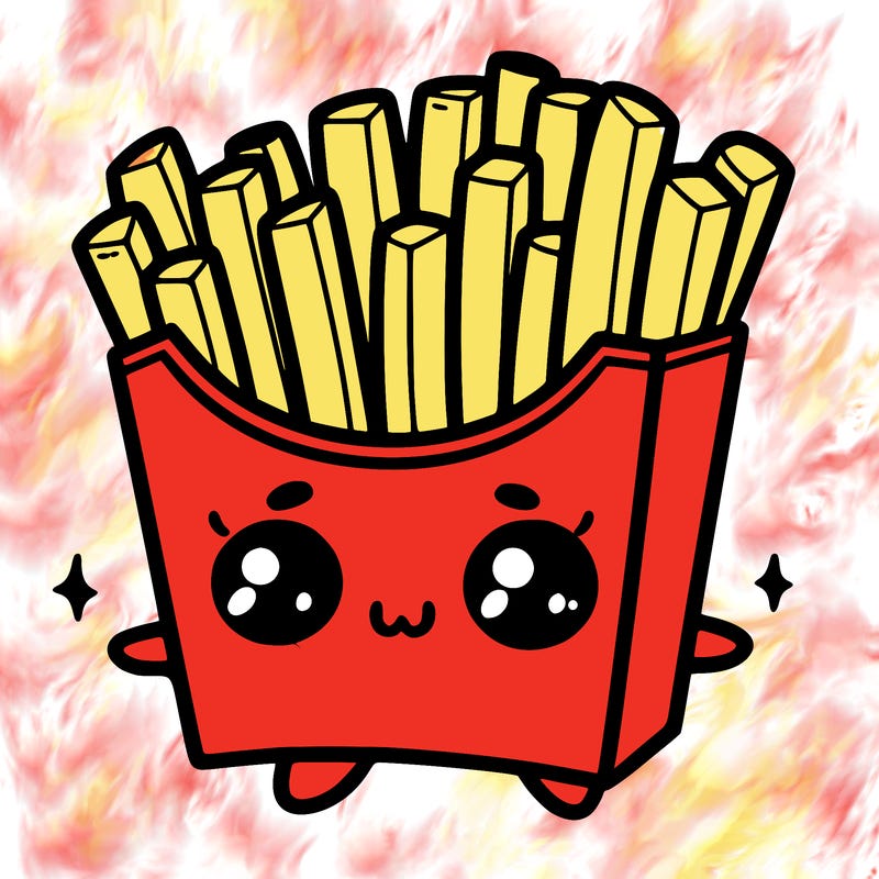 a cute. french fries