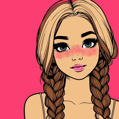 realistic girl with braids