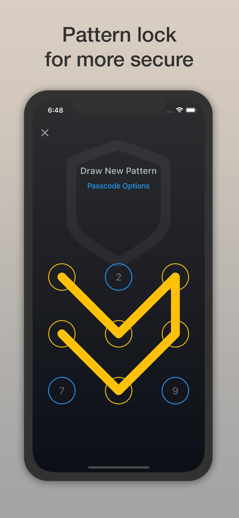 Safety Photo+Video Pro - Pattern lock security screen interface for protecting private media in the Safety Photo and Video Pro app