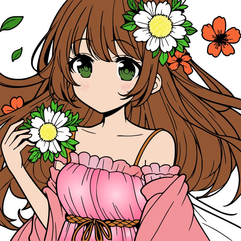 anime girl with flowers