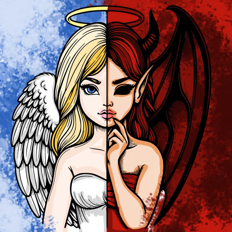 realistic angel half demon