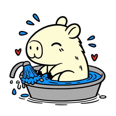 capybara taking a bath