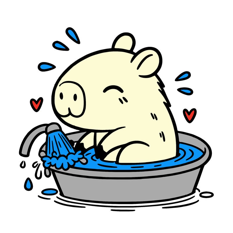 capybara taking a bath