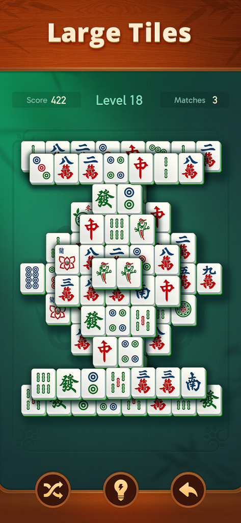 A Vita Mahjong solitaire game level with large clear tiles and a senior friendly user interface