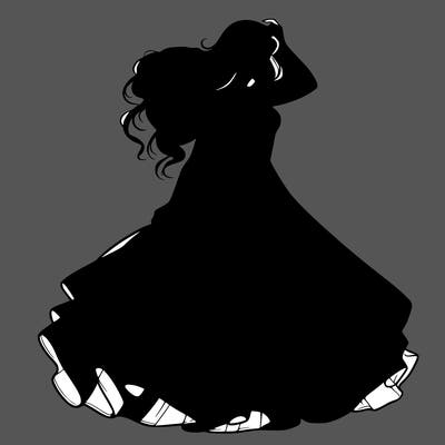 realistic woman with dress flowing in the wind