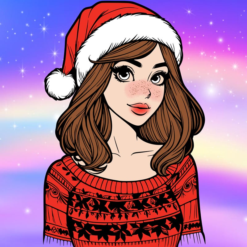 realistic lady in a christmas sweater