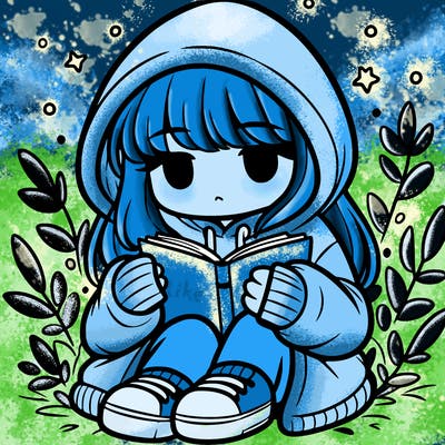 girl in oversized hoodie reading a book