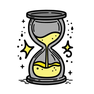 hour glass with sand falling into water pool on bottom level symbolizing air and water signs