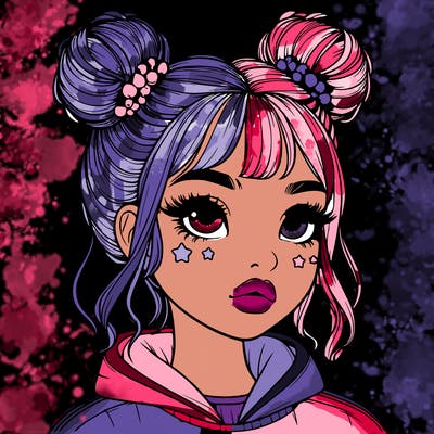 realistic girl with space buns