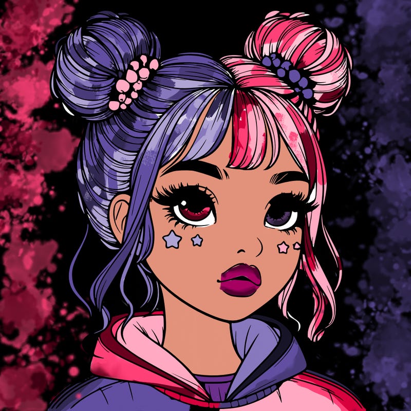 realistic girl with space buns