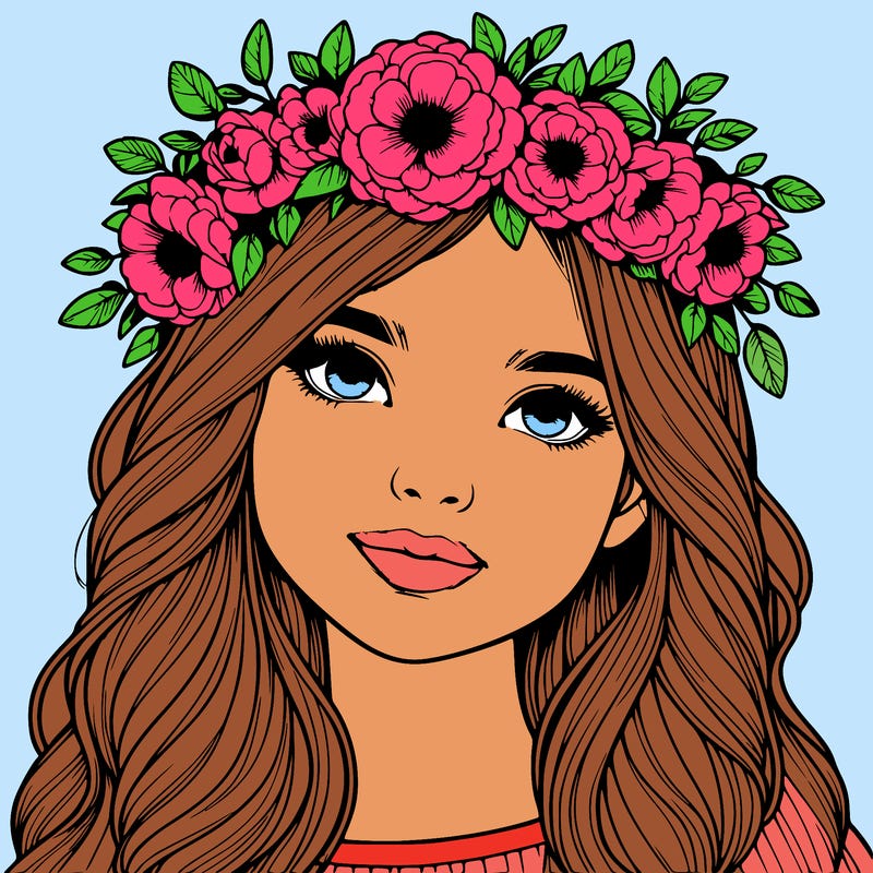 realistic girl with flower crown
