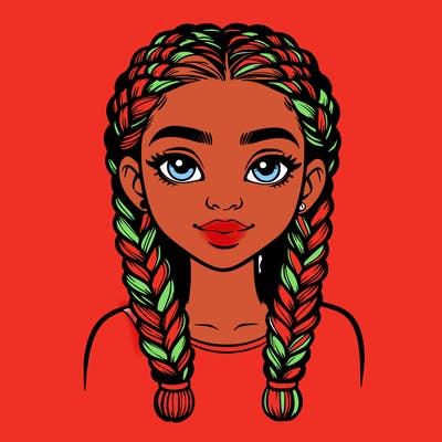 realistic girl with braids