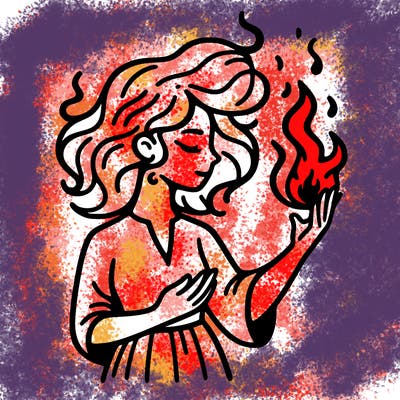 woman with fire