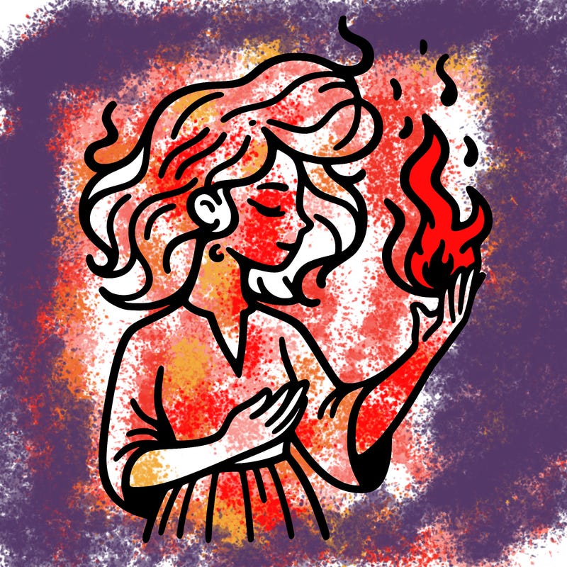 woman with fire