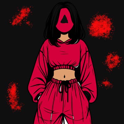 realistic girl faceless with baggy pants and a crop top