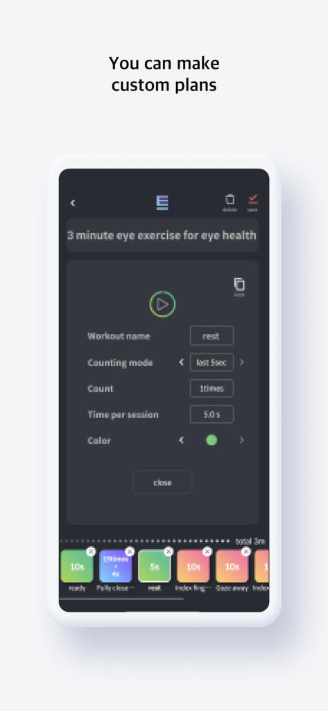 Interface of the Smart Workout Counter app for creating custom workout plans and routines.