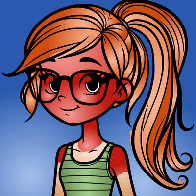 a teenager with hair in a ponytail glasses and she is wearing a tank top