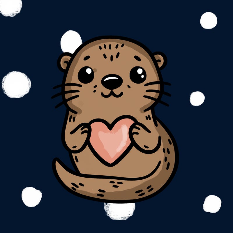 otter with a heart