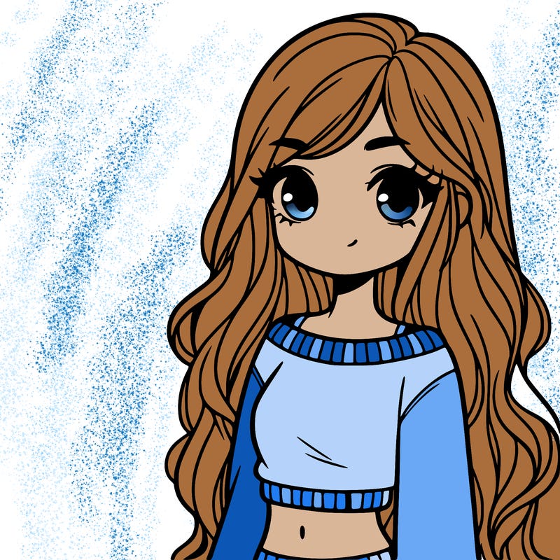 girl with long hair and a crop top with a sweater