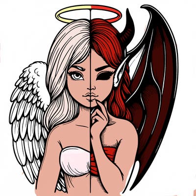 realistic angel half demon