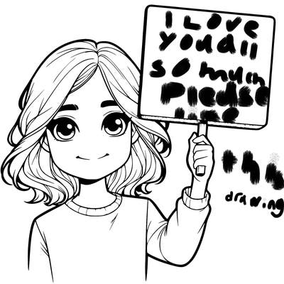 realistic girl holding up a sign