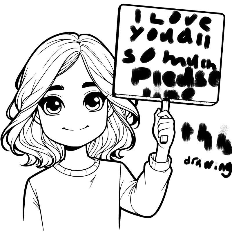 realistic girl holding up a sign