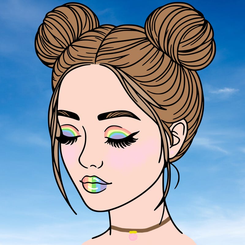 woman with hair buns