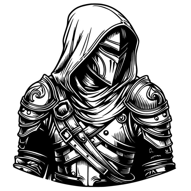 realistic warrior with armor and a hood