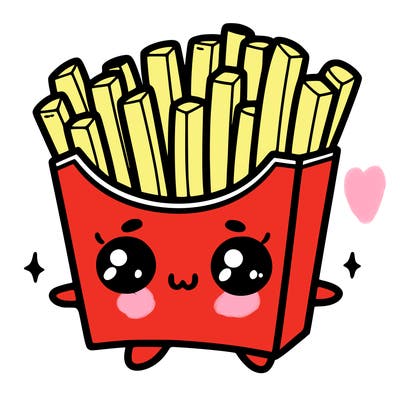 a cute. french fries