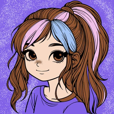 realistic girl with ponytail