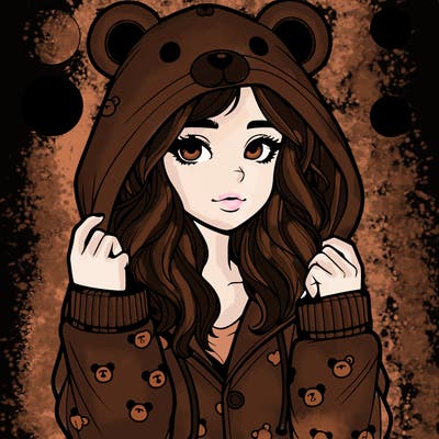 realistic girl in a animal pjs hoodie