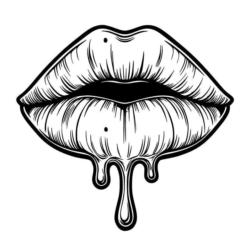 realistic lips with a drip
