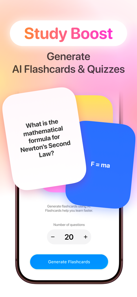 AI Lecture Note Taker - Interface of the AI Lecture Note Taker app showing the generation of AI flashcards and study quizzes from lecture notes.