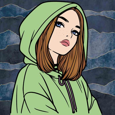 a realistic girl in a hoodie
