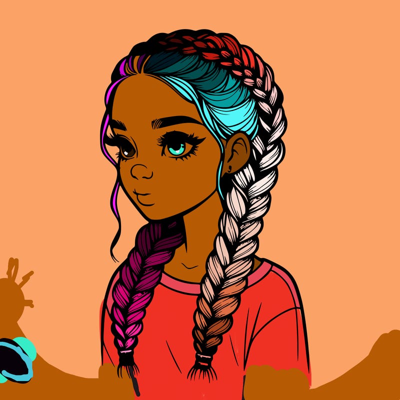 realistic girl with braids