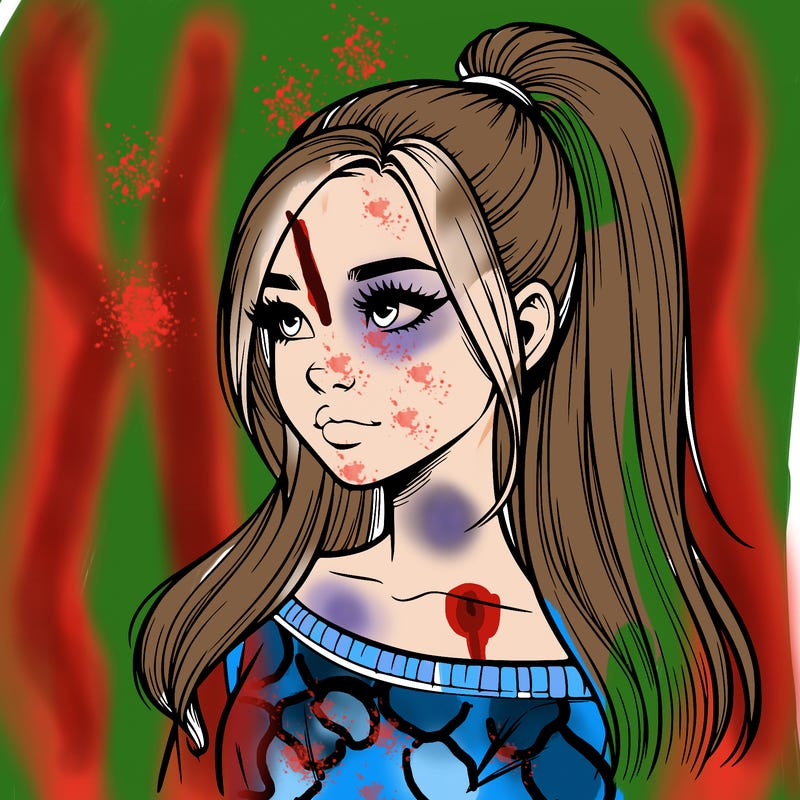 realistic girl with a high ponytail