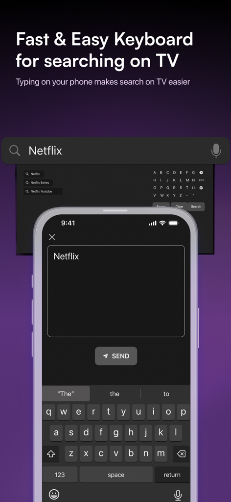 Connect TV Remote - スマートTVでコンテンツを検索するためのiPhoneキーボードインターフェース