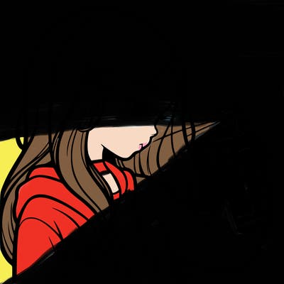 a realistic girl spray painting