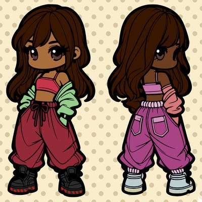 girl in crop top and baggy pants